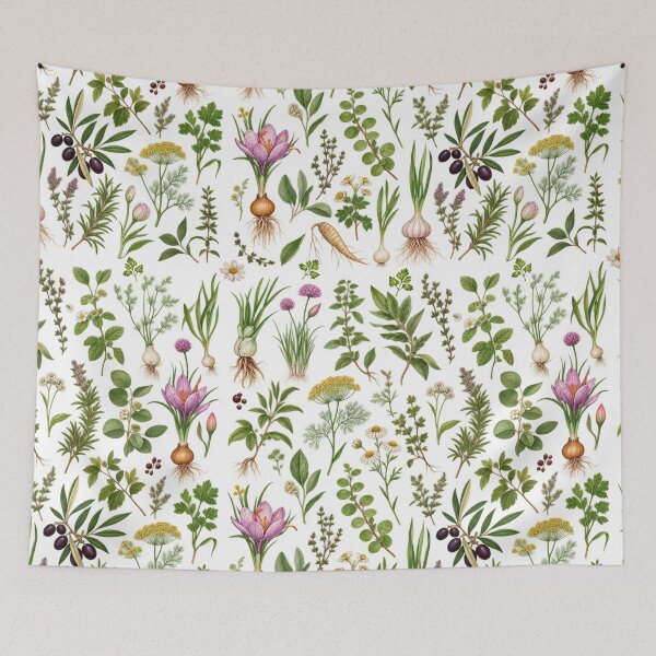 Item preview, Botanical Apothecary Herbs & Flowers Pattern designed and sold by PatternXOXO.
