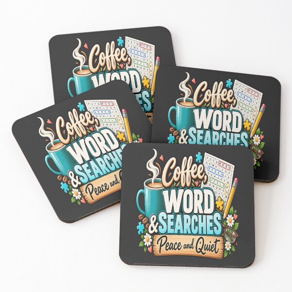 Item preview, Coffee, Word Searches & Peace and Quiet Humor Design designed and sold by PawPlanetPro.