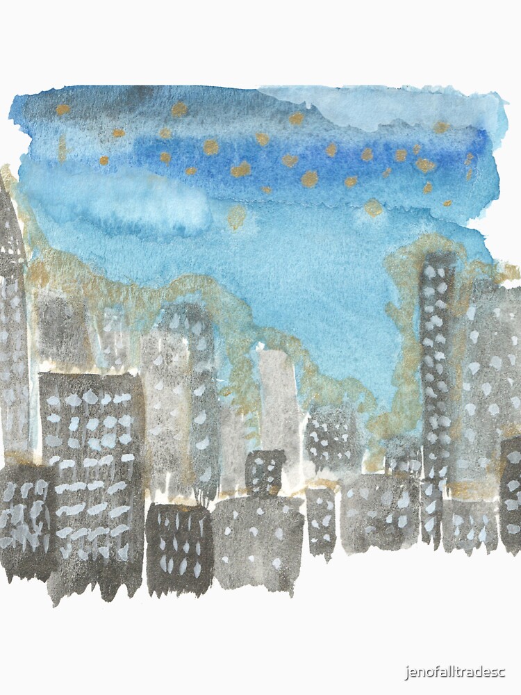 Original Watercolor Painting - City Skyline by jenofalltradesc