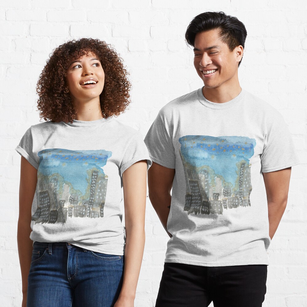 Original Watercolor Painting - City Skyline Classic T-Shirt