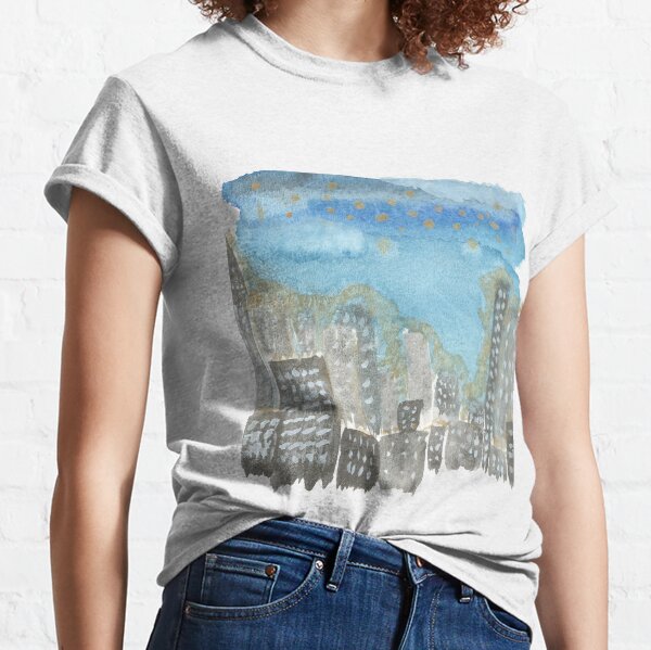 Original Watercolor Painting - City Skyline Classic T-Shirt