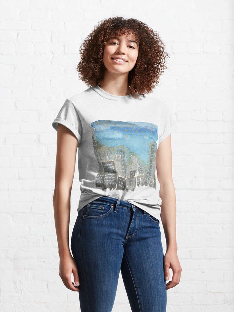Alternate view of Original Watercolor Painting - City Skyline Classic T-Shirt
