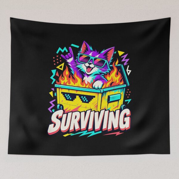 Item preview, Survibing – Kawaii Raccoon Meme, Dumpster Fire and Funny Chaos Humor designed and sold by Trendably.