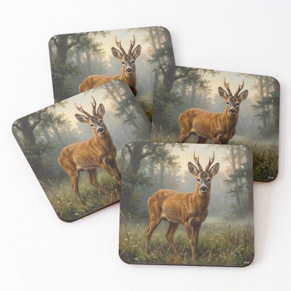 Item preview, Roe Deer Buck Fine Art Illustration – European Wildlife Hunter Gift designed and sold by TammyHunterArt.