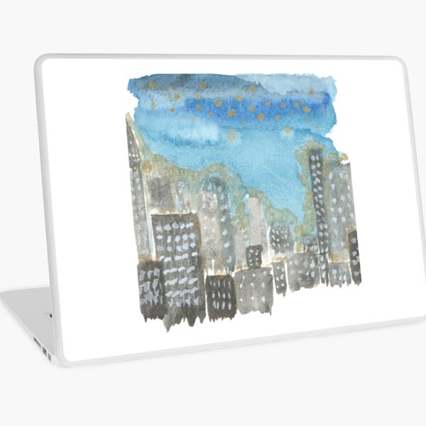 Original Watercolor Painting - City Skyline Laptop Skin