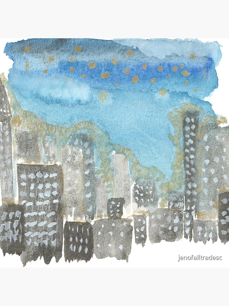 Original Watercolor Painting - City Skyline by jenofalltradesc