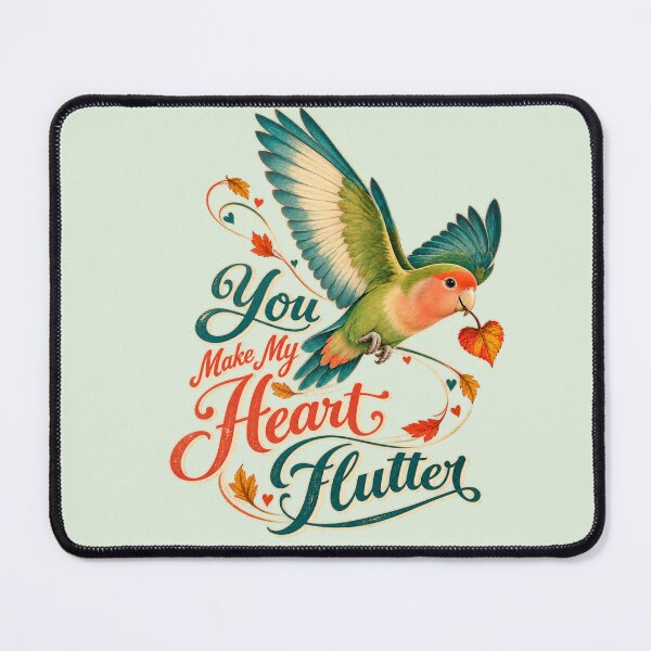 Item preview, You Make My Heart Flutter – Lovebird Illustration designed and sold by Pet Grow Co.