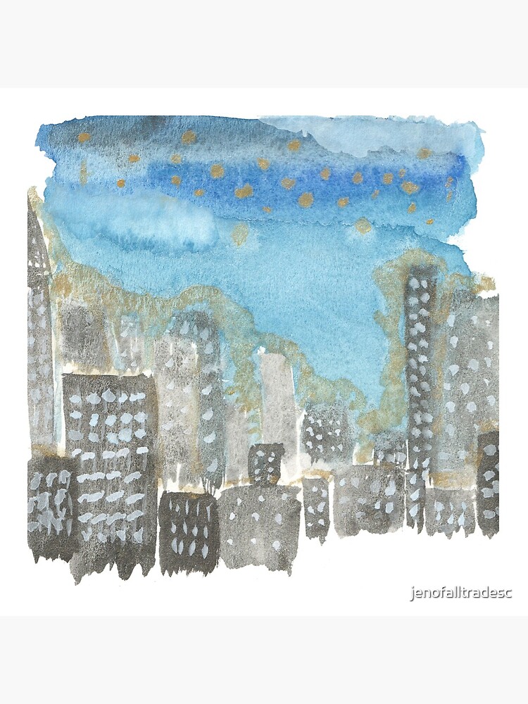 Original Watercolor Painting - City Skyline by jenofalltradesc