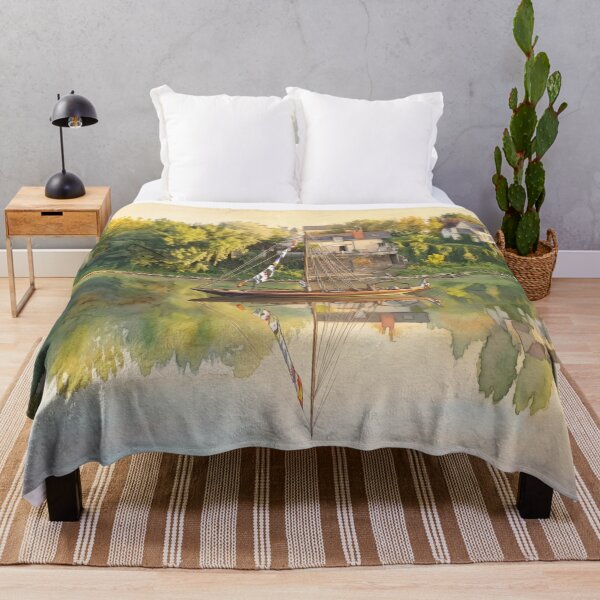 Item preview, Loire River Gabarre at Golden Hour — French DIGITAL Watercolor Landscape designed and sold by M.ALK.Watercolor.