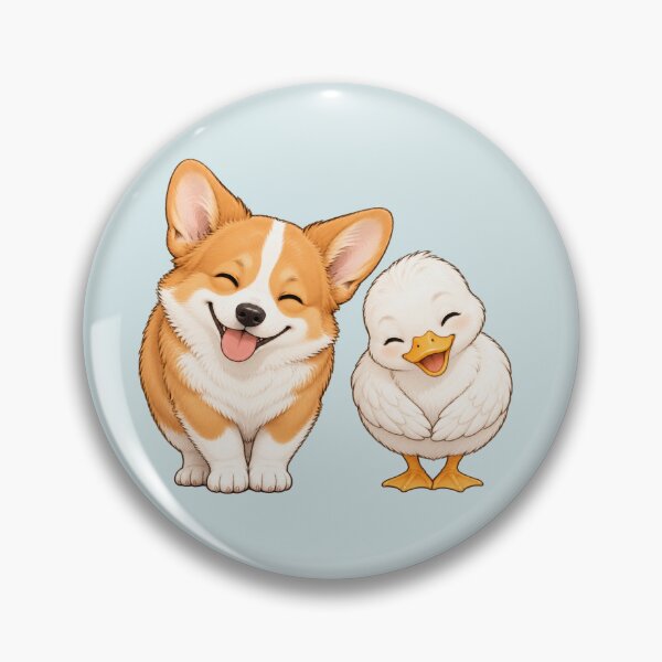 Item preview, Cute Corgi Puppy and Baby Duck Best Friends Illustration designed and sold by Theproxmrt.