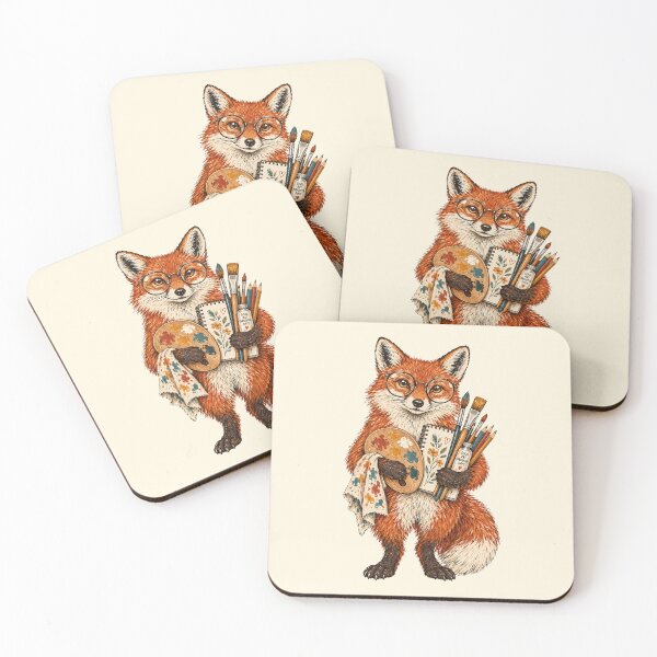 Item preview, Artist Fox Painter Palette Brushes Glasses designed and sold by TeeARTHY.