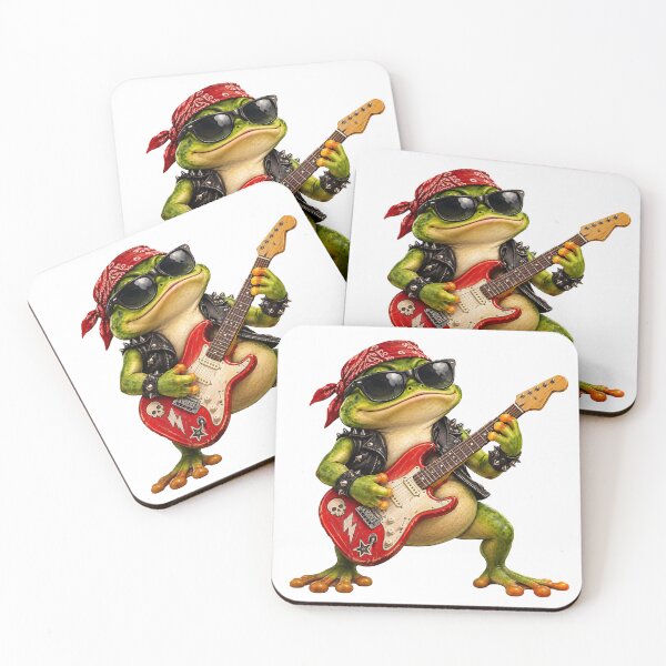 Item preview, A rock-star frog playing the guitar – a funny, musical frog designed and sold by Ach&Koor.