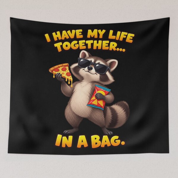 Item preview, I Have My Life Together In A Bag Funny Raccoon Trash Panda Pizza designed and sold by Neon Bones Studio.