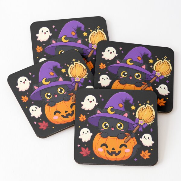 Item preview, Kawaii Black Cat Witch In Pumpkin Cute Halloween designed and sold by 4Titik.