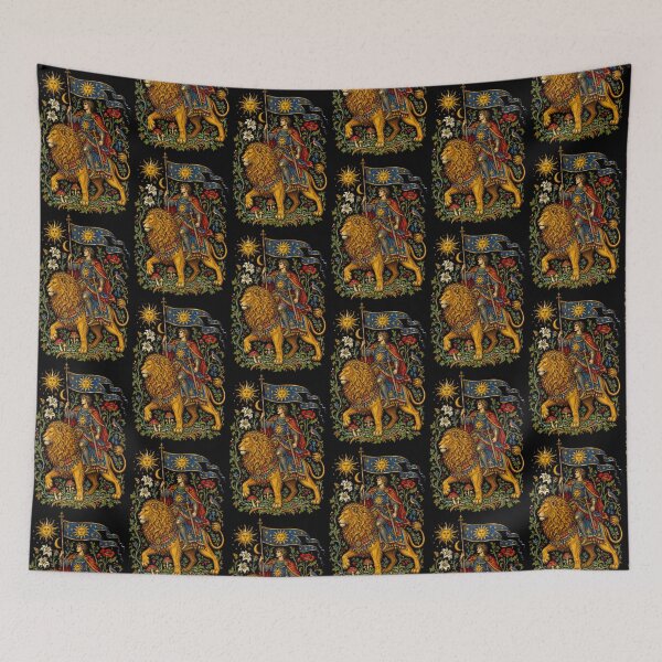 Item preview, Medieval Knight Riding Lion Sun Banner designed and sold by TeeARTHY.