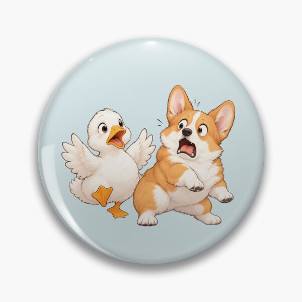 Item preview, Cute Corgi Puppy and Happy Duckling Friendship Illustration designed and sold by Theproxmrt.