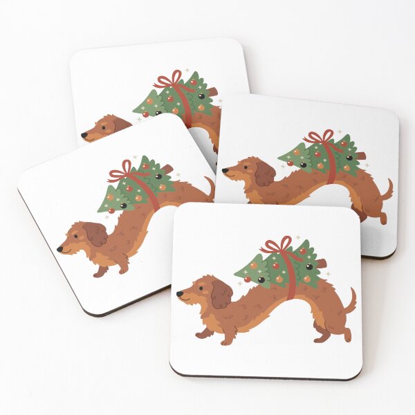Item preview, Dachshund Dog Carrying Holiday Christmas Tree designed and sold by natalielaf.