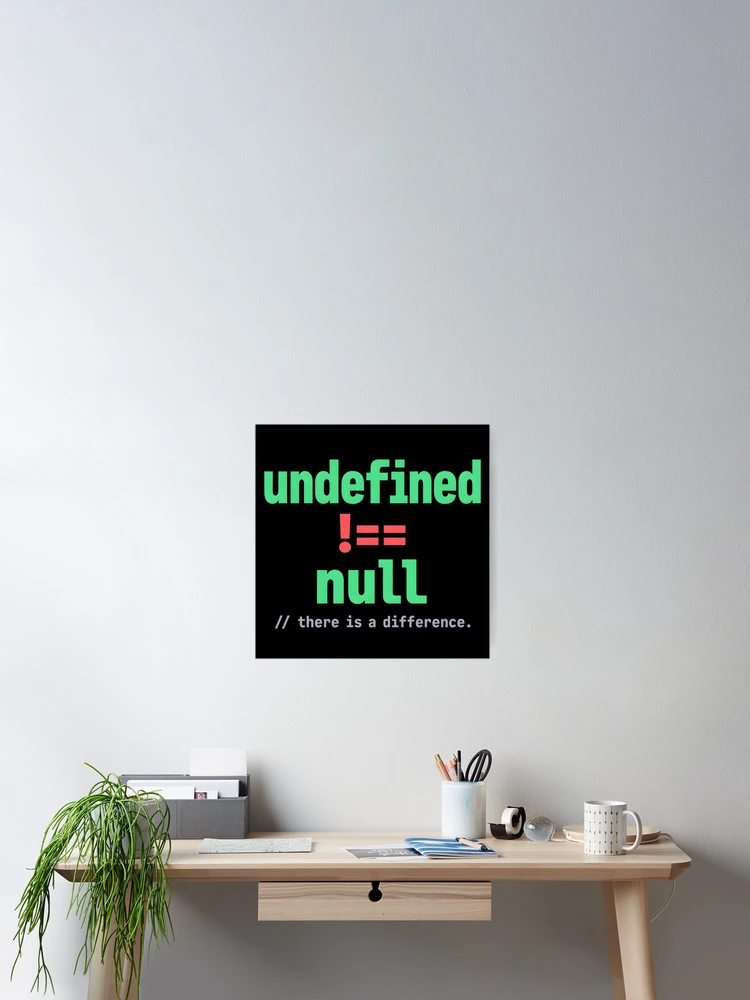 Thumbnail 2 of 3, Poster, Undefined Is Not Null: There Is a Difference – JavaScript Developer Humor designed and sold by CalmWorldShop.