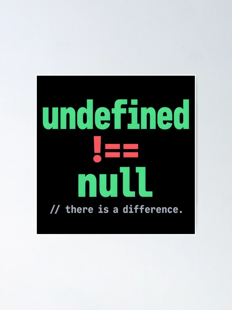 Thumbnail 1 of 3, Poster, Undefined Is Not Null: There Is a Difference – JavaScript Developer Humor designed and sold by CalmWorldShop.
