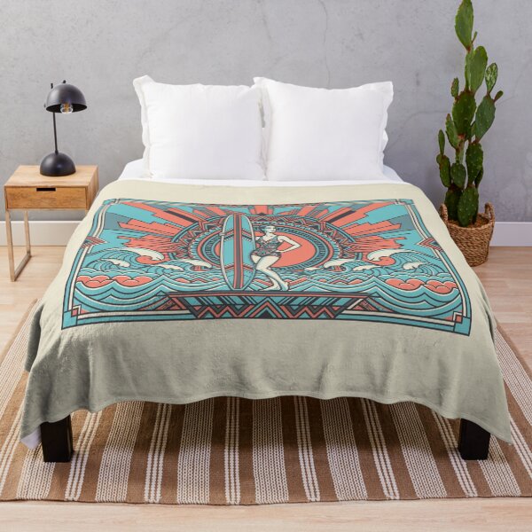 Item preview, Art Deco Surfer Girl Vintage Surf Retro Beach Ocean Graphic designed and sold by KiwiRider.