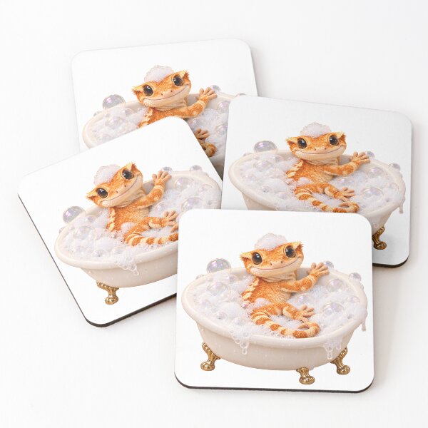 Item preview, Playful Crested Gecko Bathtub designed and sold by Sillytoe.