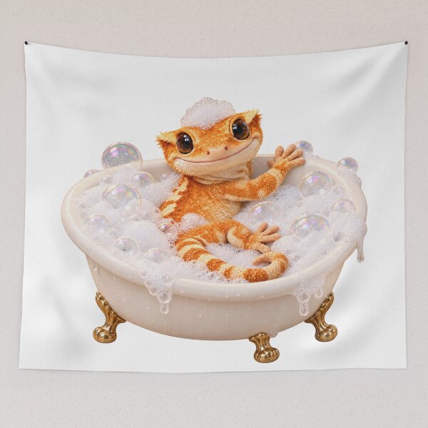 Item preview, Playful Crested Gecko Bathtub designed and sold by Sillytoe.