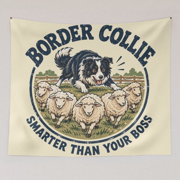 Item preview, Border Collie Herding Happy Sheep Funny Boss Badge designed and sold by Yellowriversss.