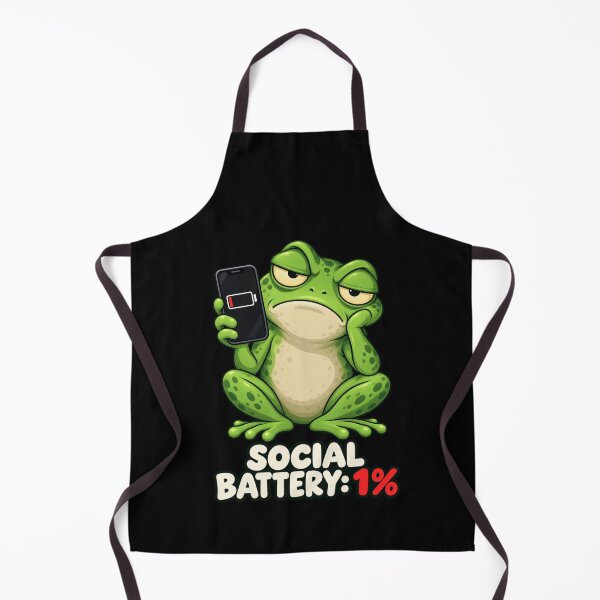 Item preview, Social Battery 1% Funny Tired Frog Introvert Humorous Meme Art designed and sold by Neon Bones Studio.