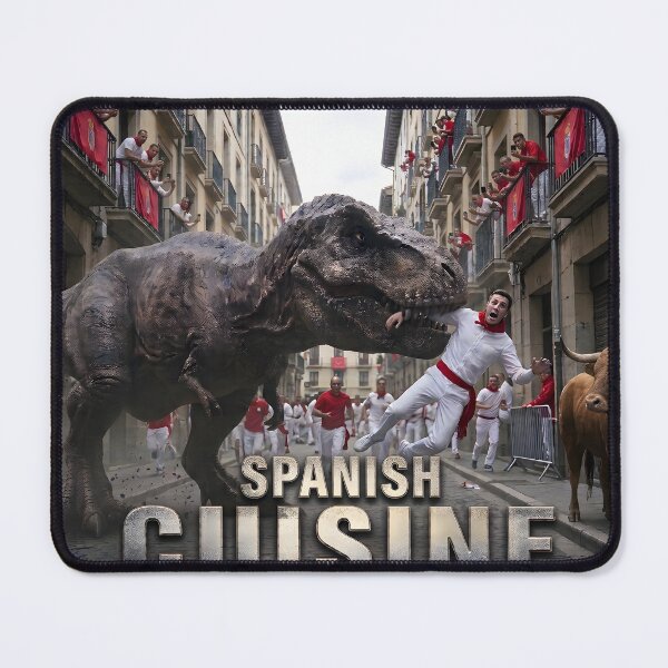 Item preview, Spanish Cuisine: T-Rex Running of the Bulls designed and sold by TeeBeeDesigns.