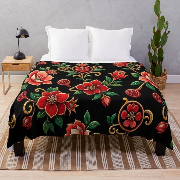 Item preview, Traditional Persian Floral Motif Gold Pomegranate Damask Pattern designed and sold by Breezes-of-Ida.