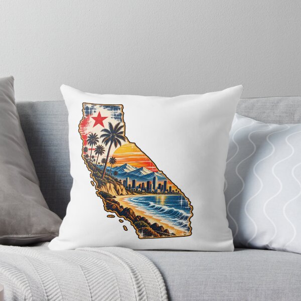 Item preview, California Vintage State Map – Retro Sunset, Palm Trees & Pacific Coast designed and sold by Paper Drip.