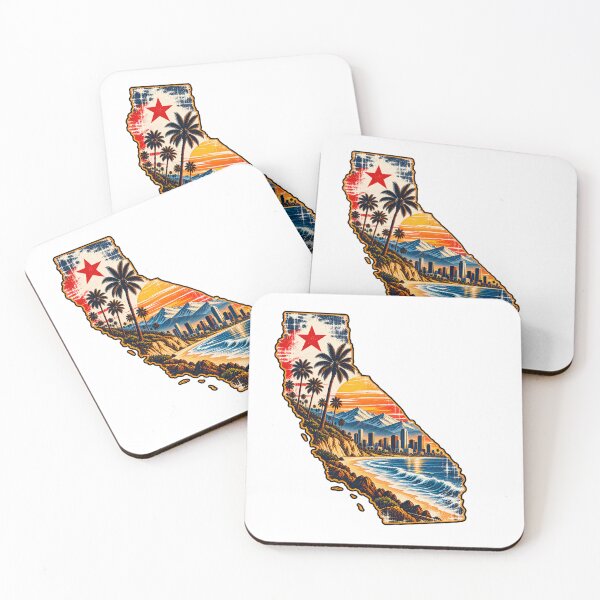 Item preview, California Vintage State Map – Retro Sunset, Palm Trees & Pacific Coast designed and sold by Paper Drip.