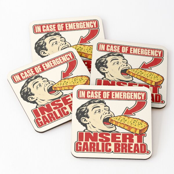 Item preview, Insert Garlic Bread Emergency Feeding Instructions designed and sold by POD DYNASTY | Original Print On Demand T-Shirt Graphics.