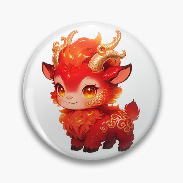 Item preview, Cute Baby Fiery Goat Dragon Chibi Fantasy Creature designed and sold by LukianArtPrint.