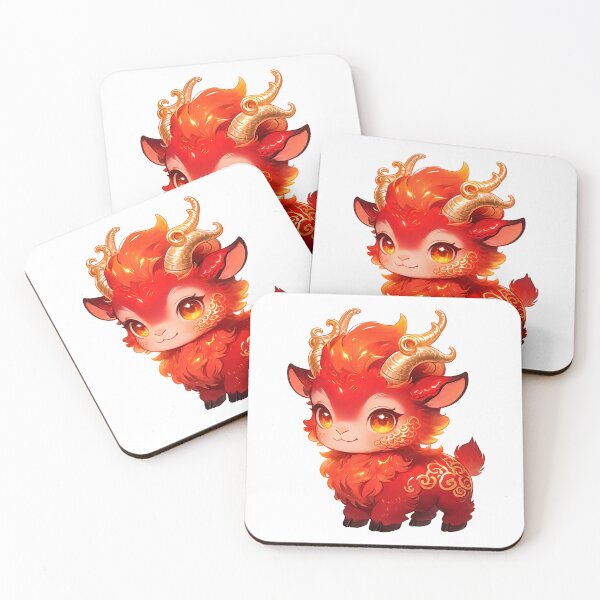 Item preview, Cute Baby Fiery Goat Dragon Chibi Fantasy Creature designed and sold by LukianArtPrint.