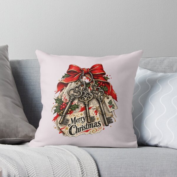 Item preview, Antique keys hold Christmas together amidst ribbons and newspaper designed and sold by Honu2025.