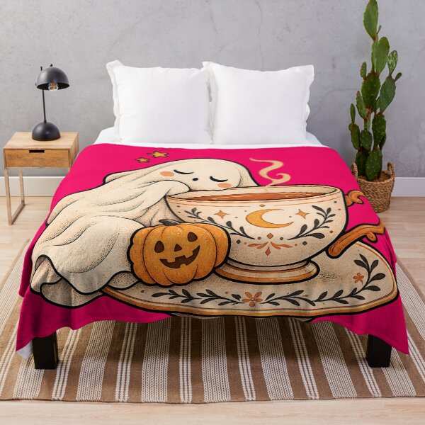 Item preview, Sleepy Ghost with Pumpkin Spice Coffee designed and sold by Pawzenix.