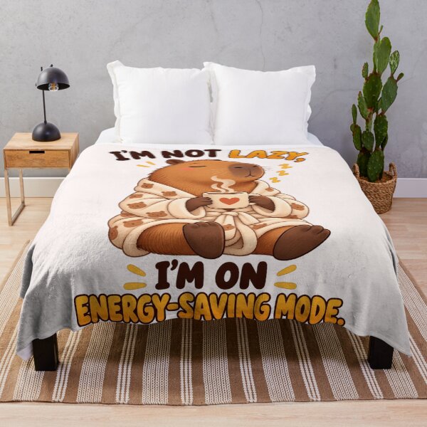 Item preview, I'm Not Lazy I'm On Energy-Saving Mode Funny Capybara Coffee designed and sold by Neon Bones Studio.