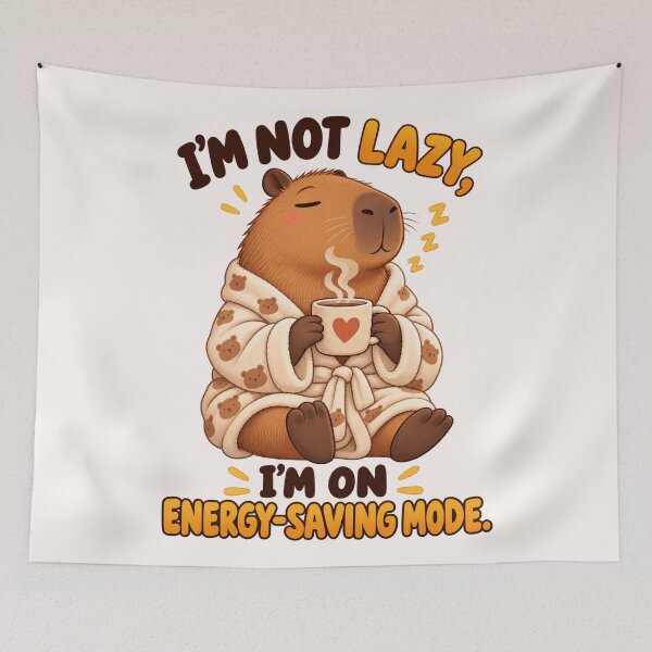 Item preview, I'm Not Lazy I'm On Energy-Saving Mode Funny Capybara Coffee designed and sold by Neon Bones Studio.