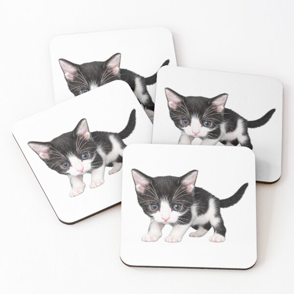 Item preview, Curious Black and White Kitten with Blue Eyes designed and sold by Tee-Shirt-Topia.