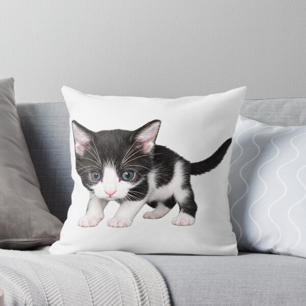 Item preview, Curious Black and White Kitten with Blue Eyes designed and sold by Tee-Shirt-Topia.