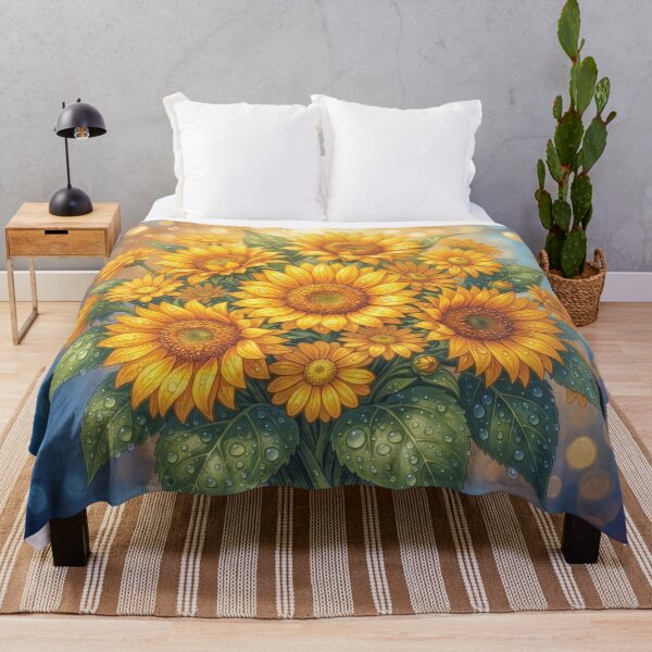 Item preview, Sunflower Bouquet with Morning Dew designed and sold by MargaretWiktor.
