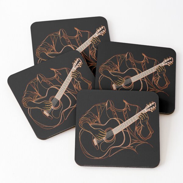 Item preview, Acoustic Guitarist Glowing Neon Outline Art | Musician & Guitar Player designed and sold by BumbleBloom7.