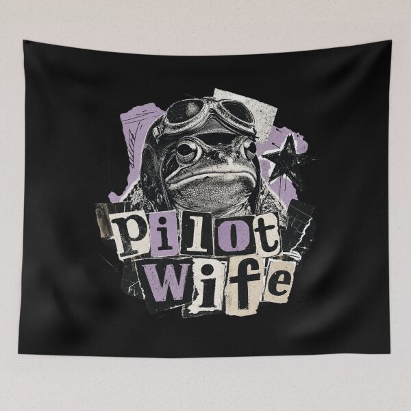 Item preview, Pilot Wife Vintage Zine Frog Art | Cute Aviator Toad Newspaper Collage Style Aviation Wife Gift designed and sold by illeN-Art-World.