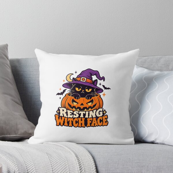 Item preview, Resting Witch Face - Grumpy Black Cat in a Pumpkin designed and sold by angnar97.