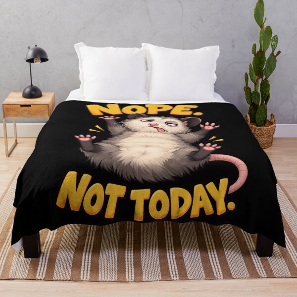 Item preview, Nope Not Today Funny Opossum Playing Dead Sarcastic Meme Art designed and sold by Neon Bones Studio.