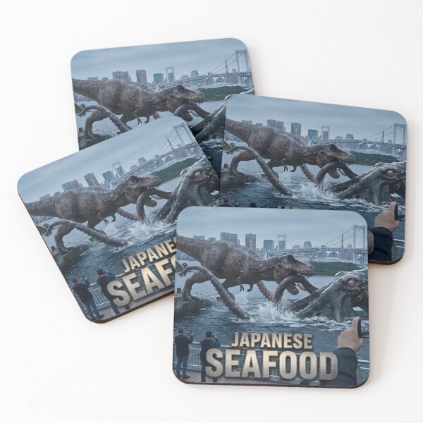 Item preview, Japanese Seafood: T-Rex vs Giant Kraken designed and sold by TeeBeeDesigns.