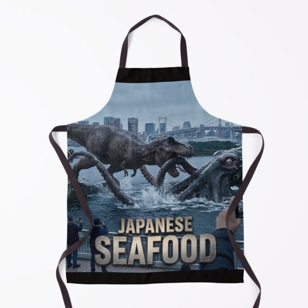 Item preview, Japanese Seafood: T-Rex vs Giant Kraken designed and sold by TeeBeeDesigns.