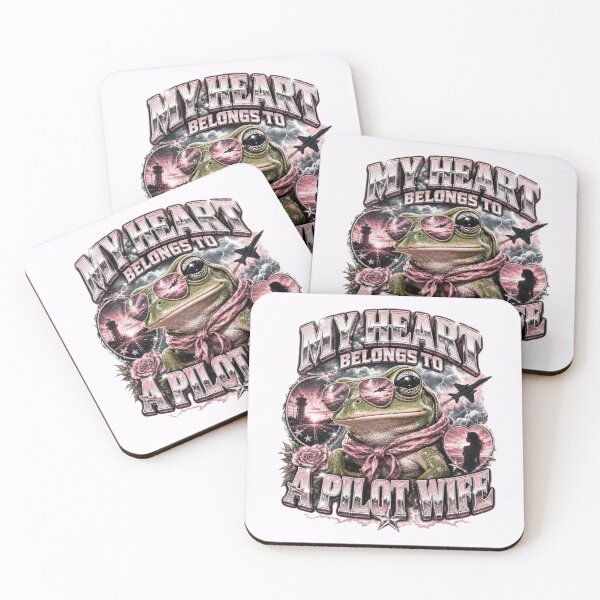Item preview, My Heart Belongs To A Pilot Wife Frog Art | Pink Sunset Aviator Toad Aviation Husband Gift designed and sold by illeN-Art-World.