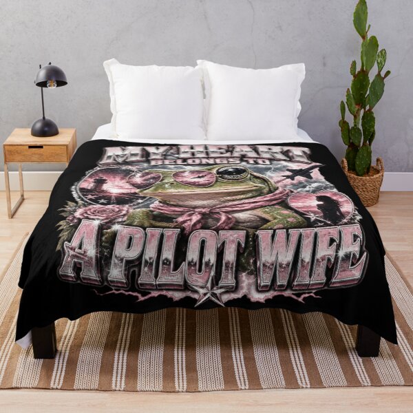 Item preview, My Heart Belongs To A Pilot Wife Frog Art | Pink Sunset Aviator Toad Aviation Husband Gift designed and sold by illeN-Art-World.